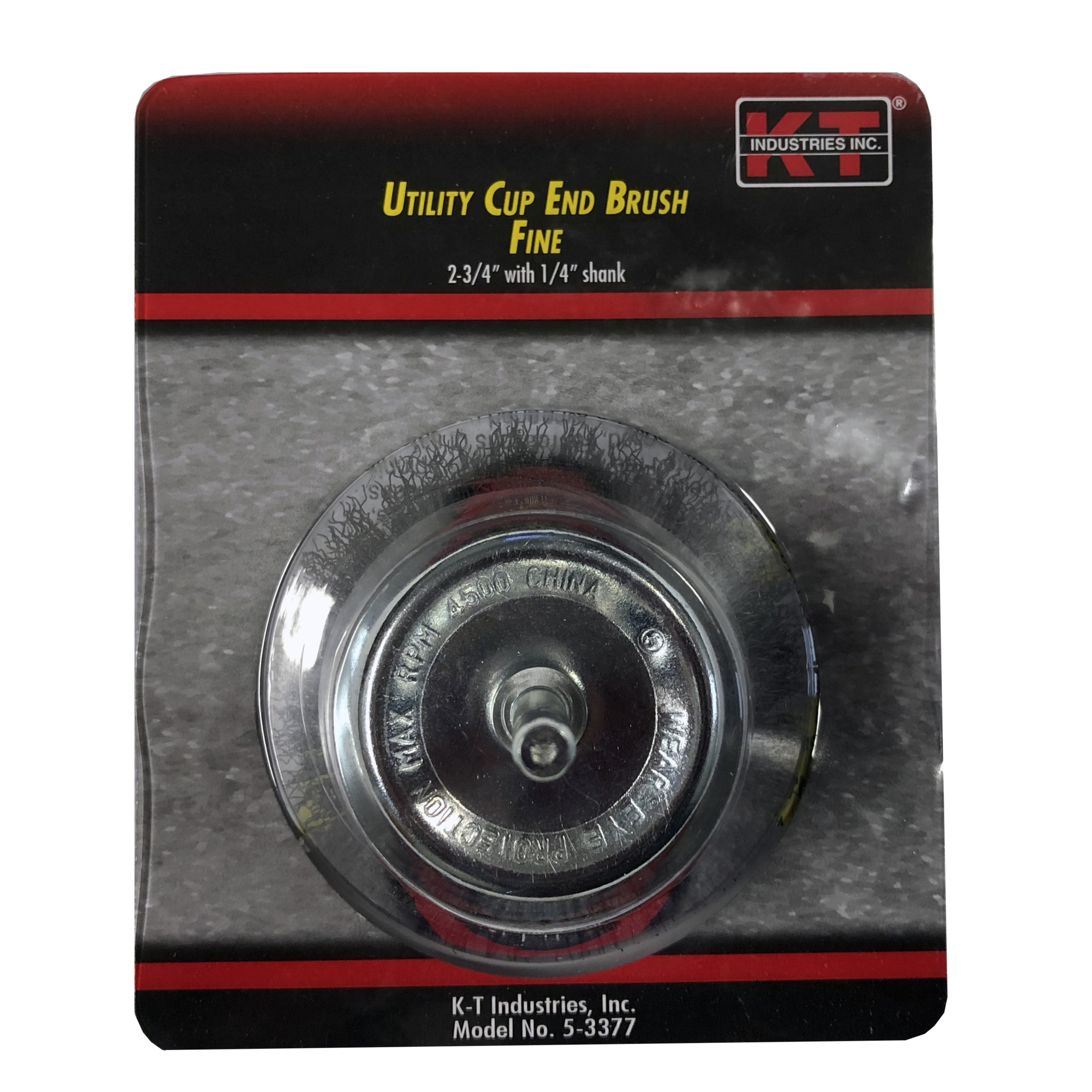 K-T Industries End Cup Brush — 2 3/4in. Fine, 1/4in. Shank, 4500 RPM, Model# 5-3377